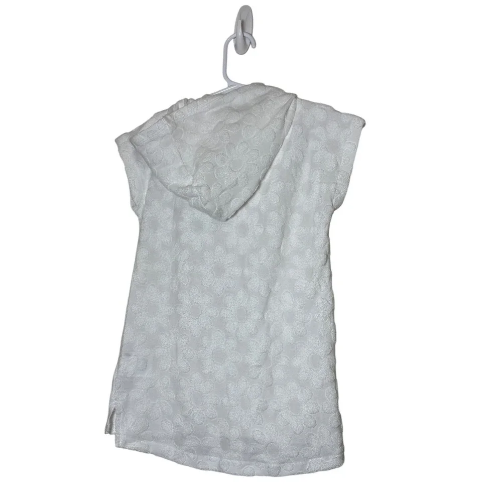 Epic Threads Girls White Floral Terry Cloth Hooded Swim Cover Up Quarter Zip 4T